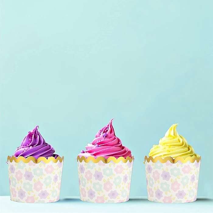 50 Pcs Colorful Greaseproof Paper Baking Cups 5 Oz Cupcake Paper A