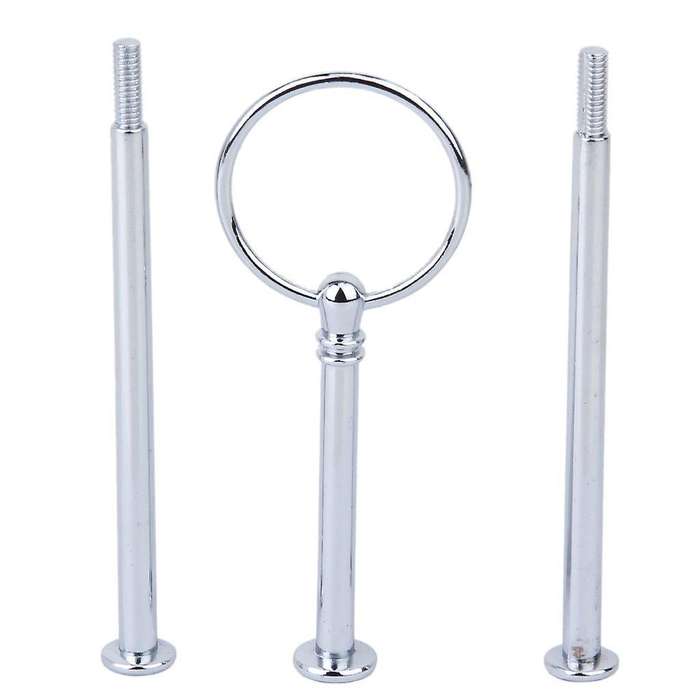 3-tier Round Ring Cake Cupcake Plate Stand Display Holder Handle Fittings (silver)
