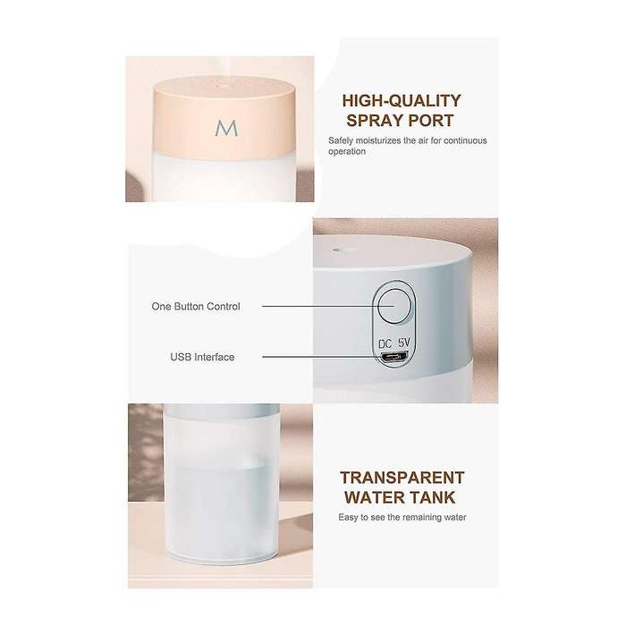Mist Portable Colorful Night Light Quiet Humidifier for Home Bedroom