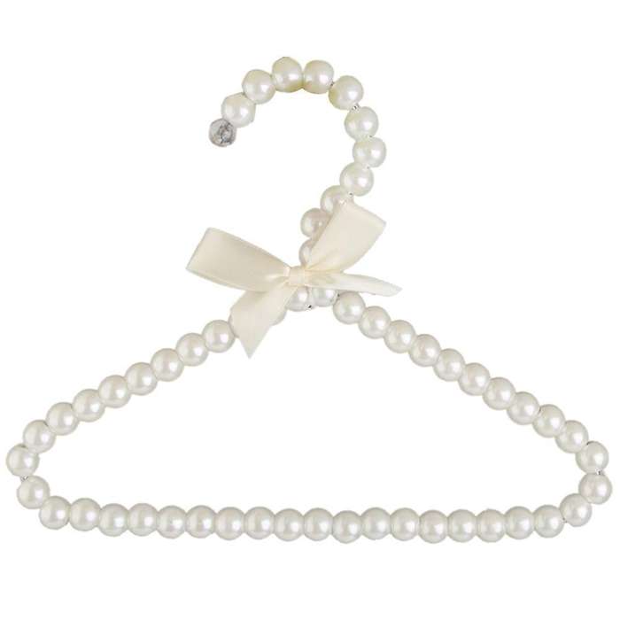 Faux Pearl Bow Clothes Hangers Hook for Children Kids Bowknot White