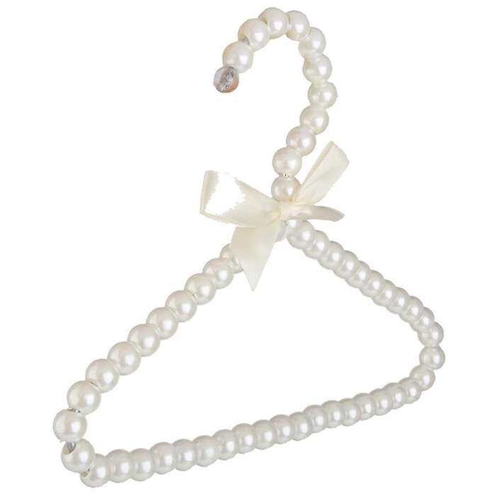 Faux Pearl Bow Clothes Hangers Hook for Children Kids Bowknot White