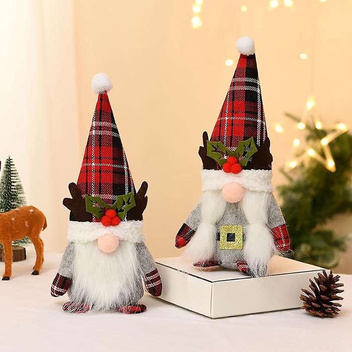 Christmas Gnome Doll with Antlers, for Christmas Party Supplies, B