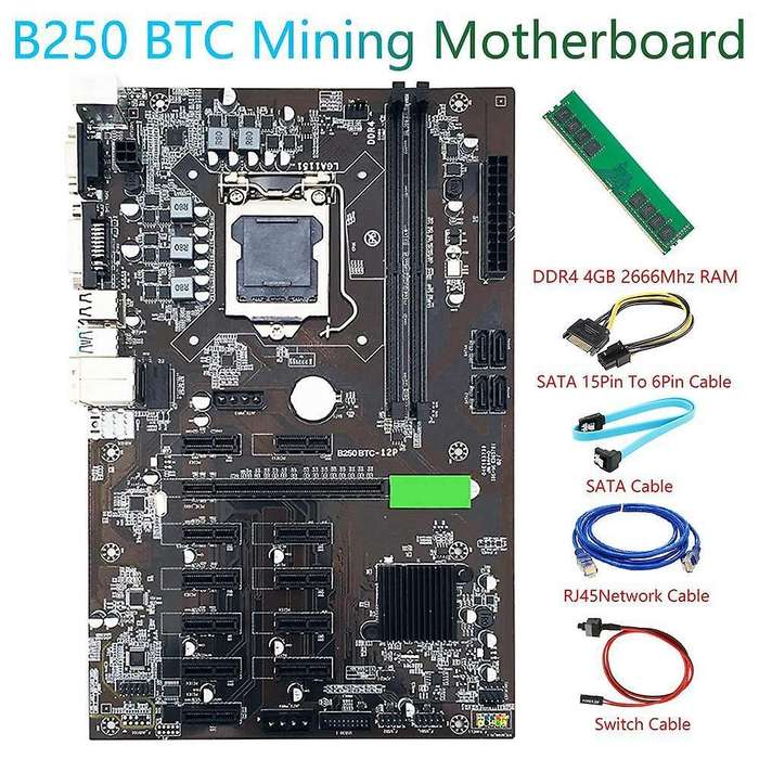B250 Btc Mining Motherboard Kit Lga1151 Support 12 Pci-e16x Graphics