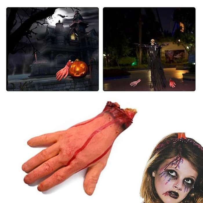 Bloody Horror Scary Halloween Prop Fake Severed Arm Hand Scary Bloody