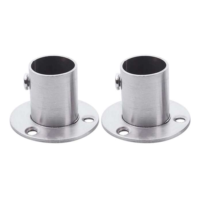 Wardrobe 19mm Tube Stainless Steel Rail Rod End Support Bracket 2pcs