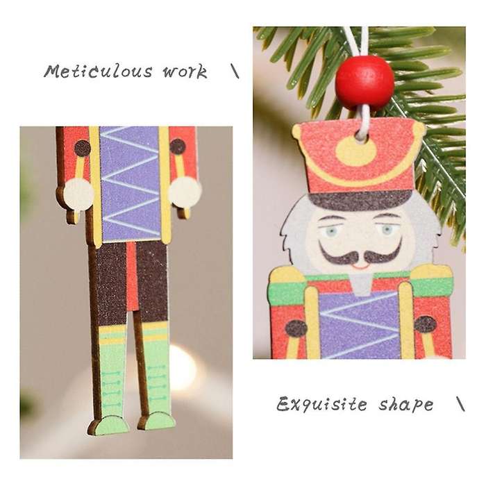 Christmas Hanging Nutcracker Ornaments Xmas Wooden Decorations, B