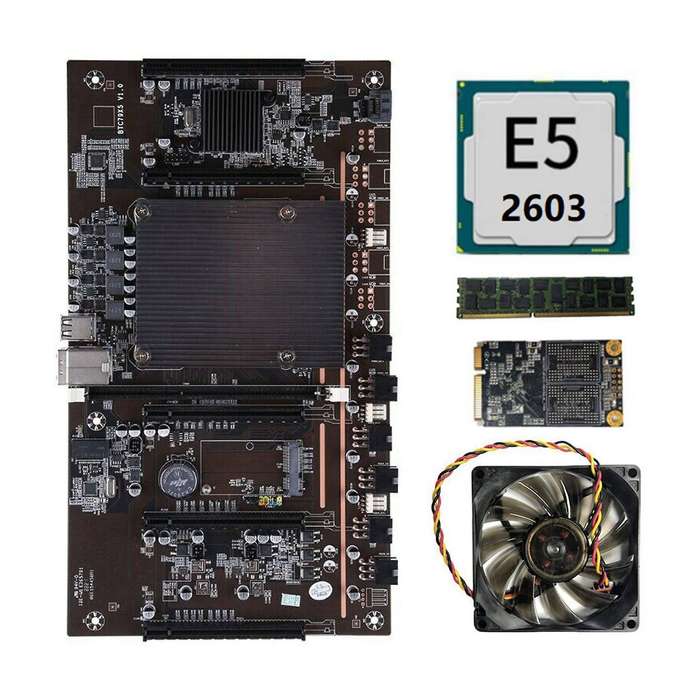 X79 H61 Btc Mining Motherboard with E5 2603 Cpu 4gb Memory 120g +fan