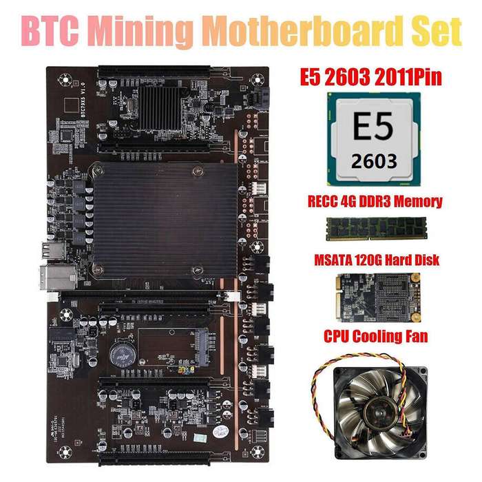 X79 H61 Btc Mining Motherboard with E5 2603 Cpu 4gb Memory 120g +fan