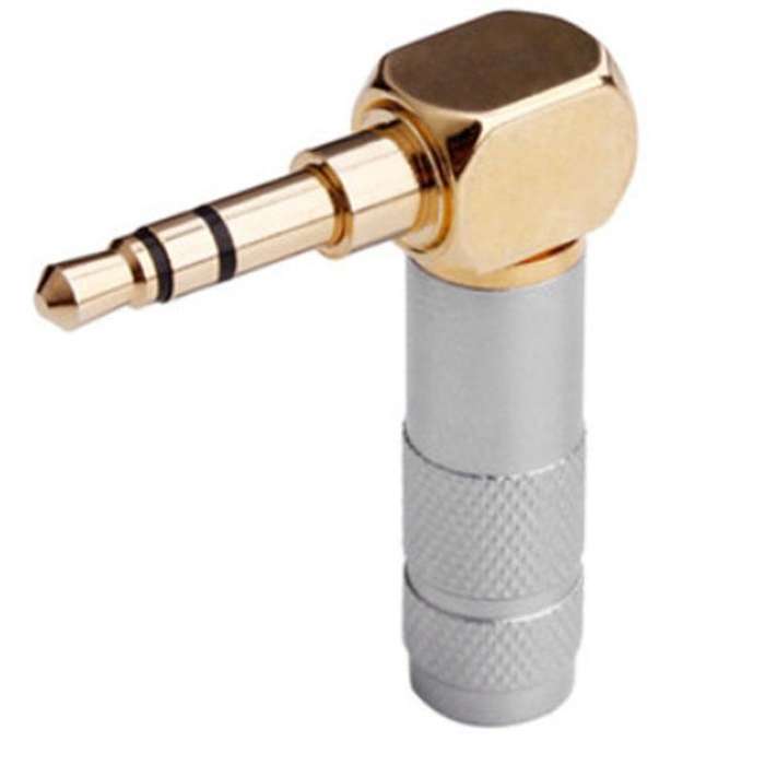 3.5mm L Shape Jack Gold Plated 90 Degree Angle Audio Plug Silver
