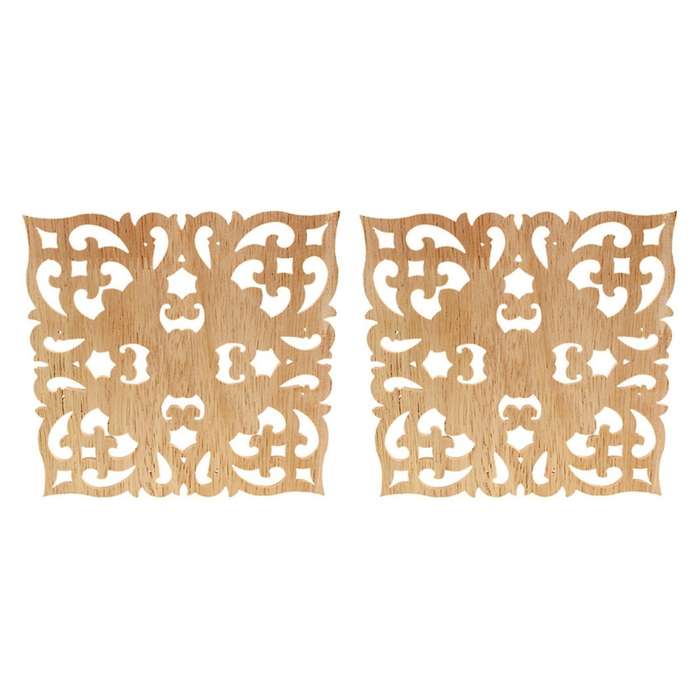 2x Wooden Decal European-style Applique Real Wood Carving