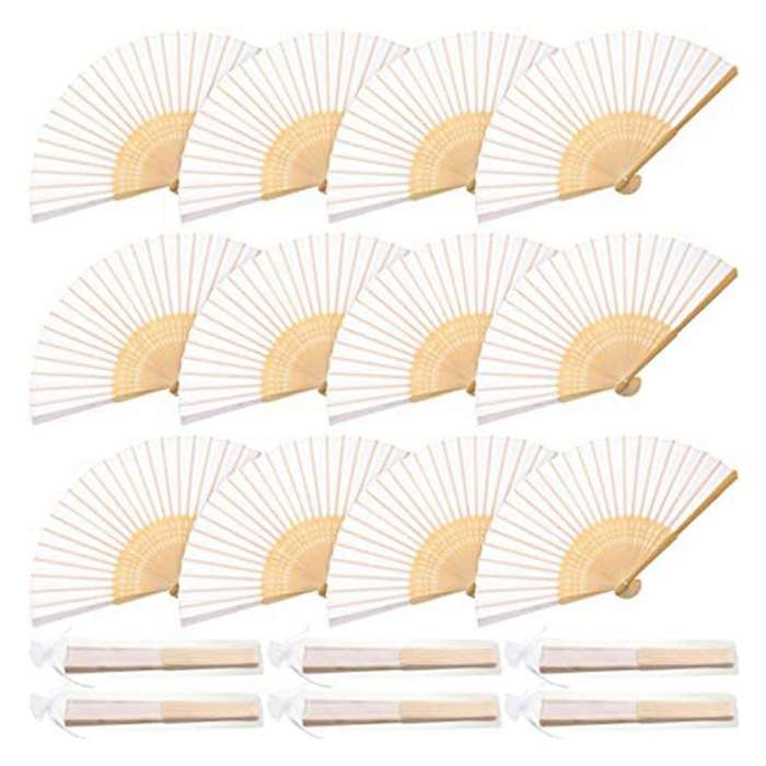 Bamboo Folding Hand Fan for Wedding Bridal Shower Prom Party Decor