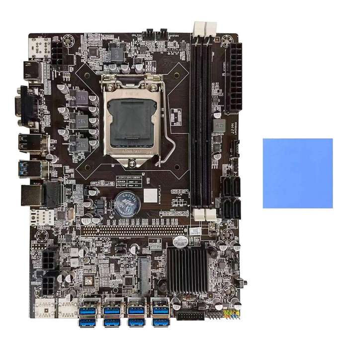 B75 Btc Mining Motherboard+thermal Pad Lga1155 Support 2xddr3 Msata