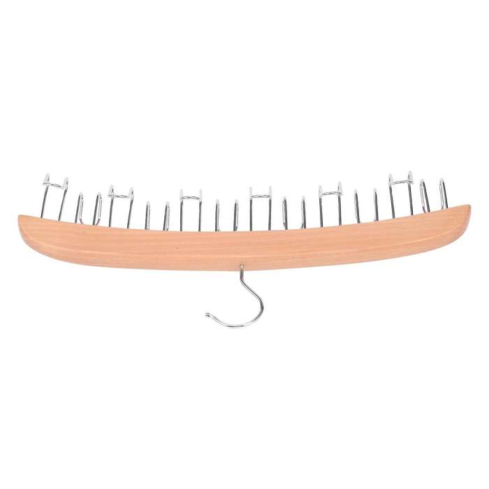 Wood Color 12 Belt Wood Racks with Stainless Steel Hooks Hanger