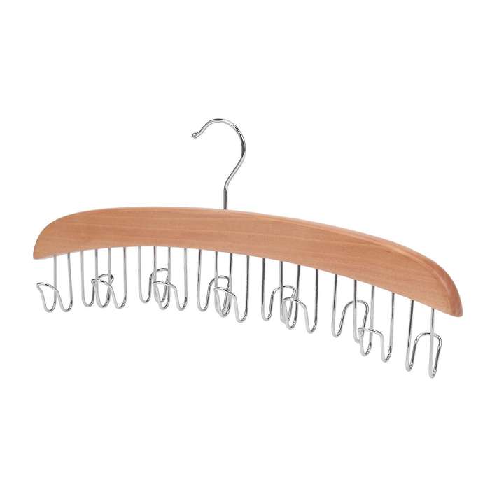 Wood Color 12 Belt Wood Racks with Stainless Steel Hooks Hanger