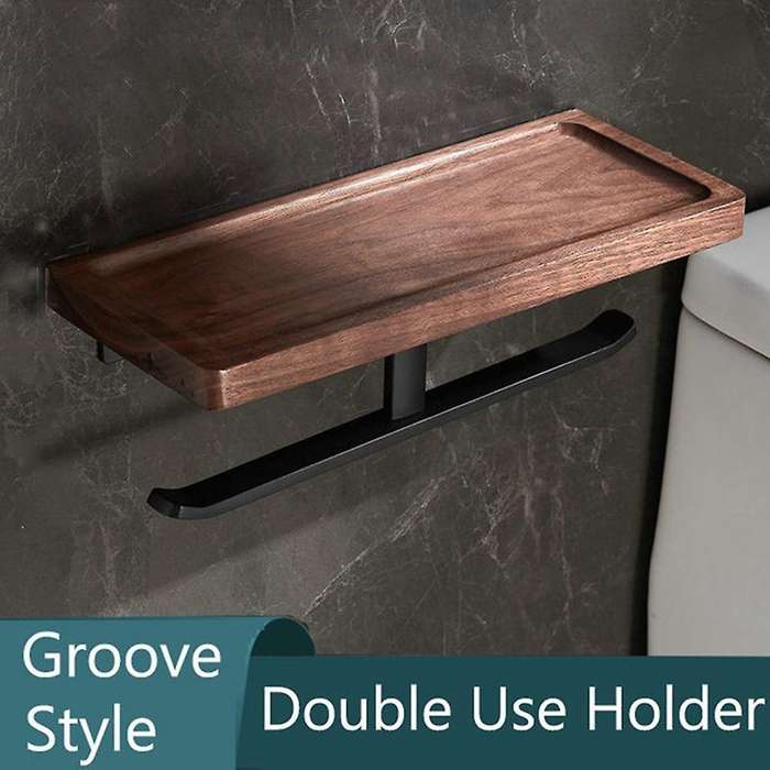 Walnut Paper Holder Bathroom Shelf Phone Rack Bathroom Accessories