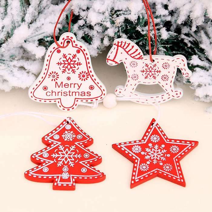 12pcs Christmas Pendants Trojan Horse Five-pointed Star Tree Bell