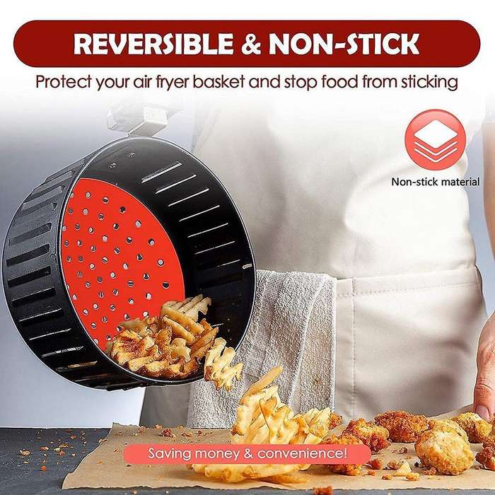 Reusable Air Fryer Silicone Liners 8 Inch Round 7.5 Inch Square