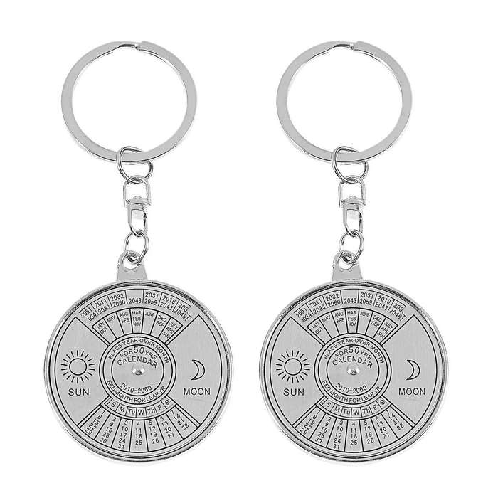 Perpetual Calendar Keyring Keychain Unique Metal Key Chain Ring