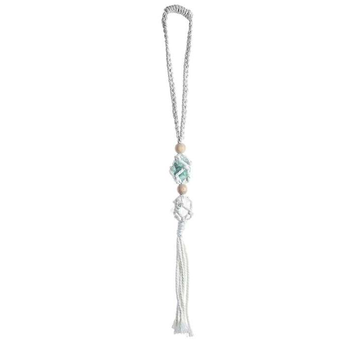 Ethnic Style Tassel Car Pendant Gemstone Wooden Bead Car Pendant,a