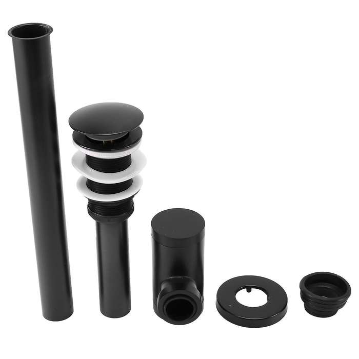 Metal Sink Siphon Drains Black P-trap Pipe Waste without Overflow