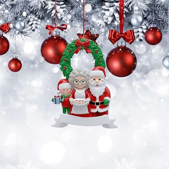Santa Claus Family Of 3, Christmas Tree Ornament - Santa Winter Gift
