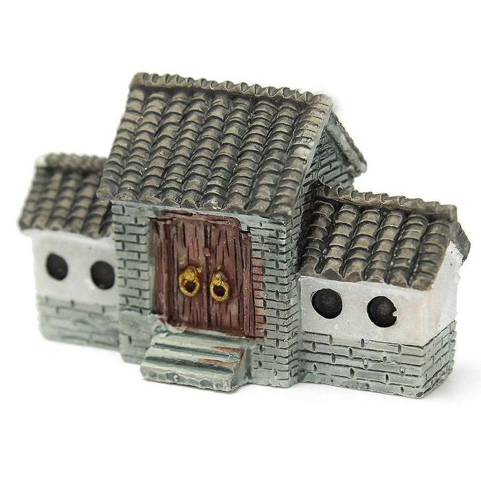 2x Miniature Villa House Dollhouse Potted Flower Plant Craft Gray