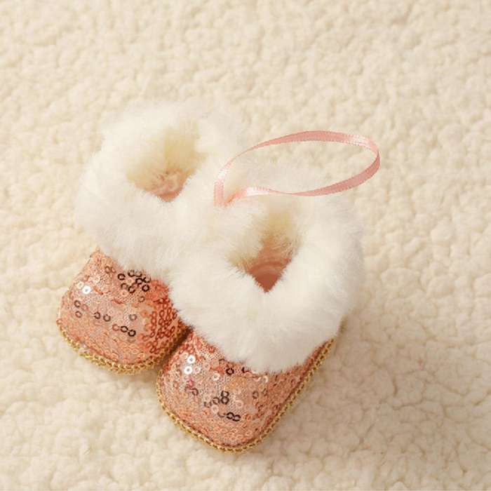 1pair Christmas Boots Ornaments Plush Mini Boots Pendant A