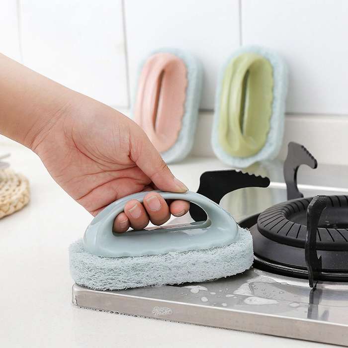2x Handle Bath Brush Tile Brush Kitchen Decontamination Brush Blue
