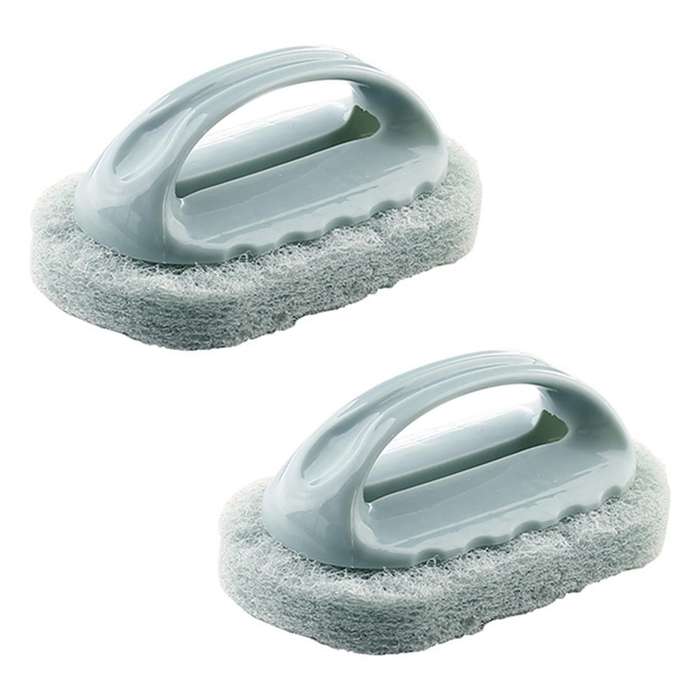 2x Handle Bath Brush Tile Brush Kitchen Decontamination Brush Blue