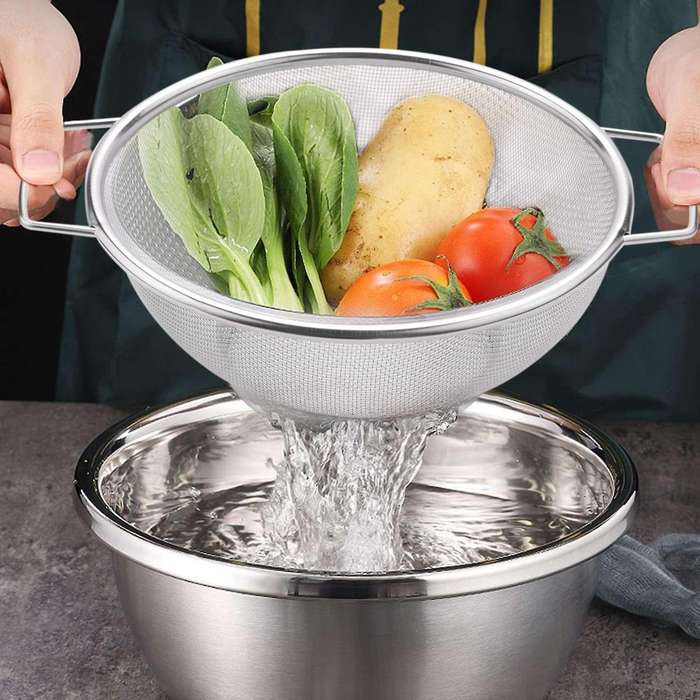 Stainless Steel Fine Mesh Strainer Bowl Drainer Vegetable Sieve