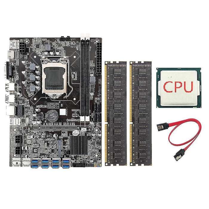 B75 Eth Mining Motherboard+cpu+sata Cable+2 X 4g Ddr3 1600mhz