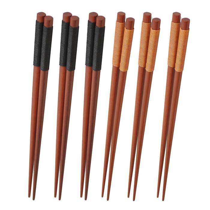 6 Pairs Wood Chopsticks, Reusable Dishwasher Safe, Non-slip
