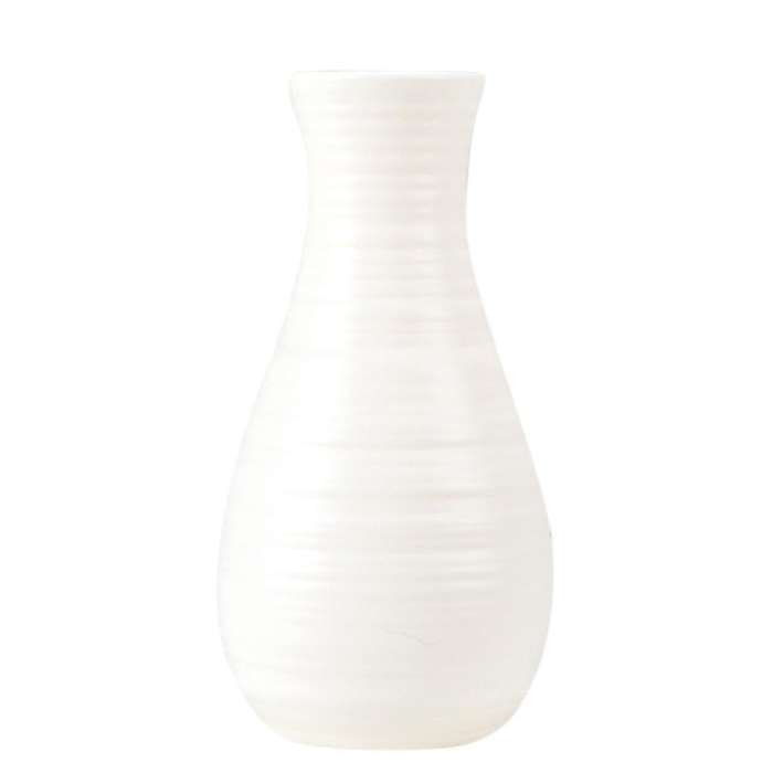 Hip Shape Plastic Material Vase 20cmx10.5cm Imitation Ceramic,white