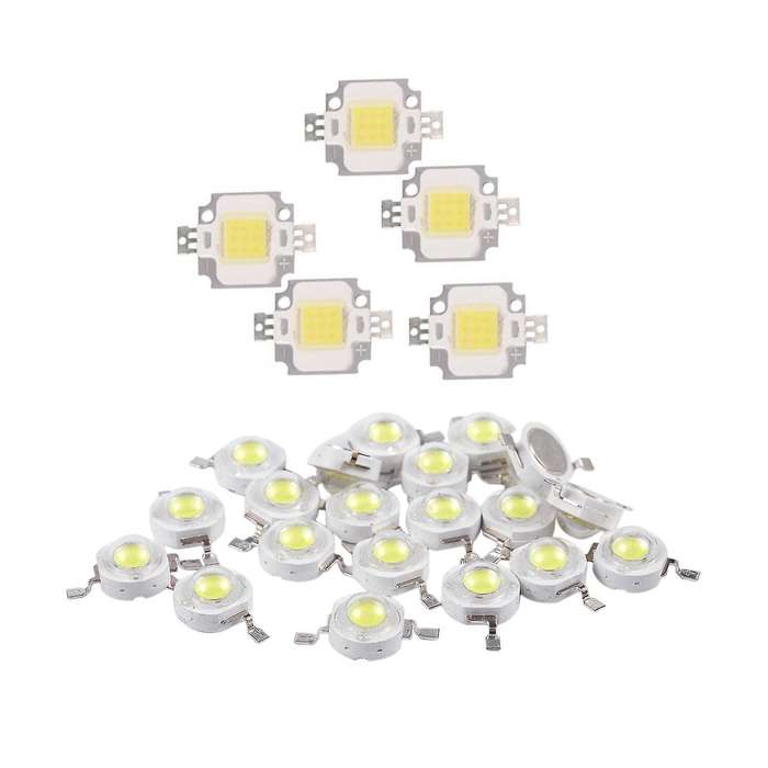 20 Pcs High Power 2 Pin 3w White Led Bead Emitters 170-190lm 6000k