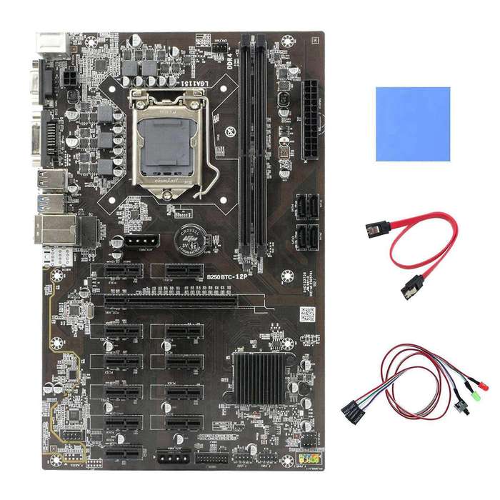 B250 Btc Mining Motherboard+thermal Pad+switch Cable for Miner