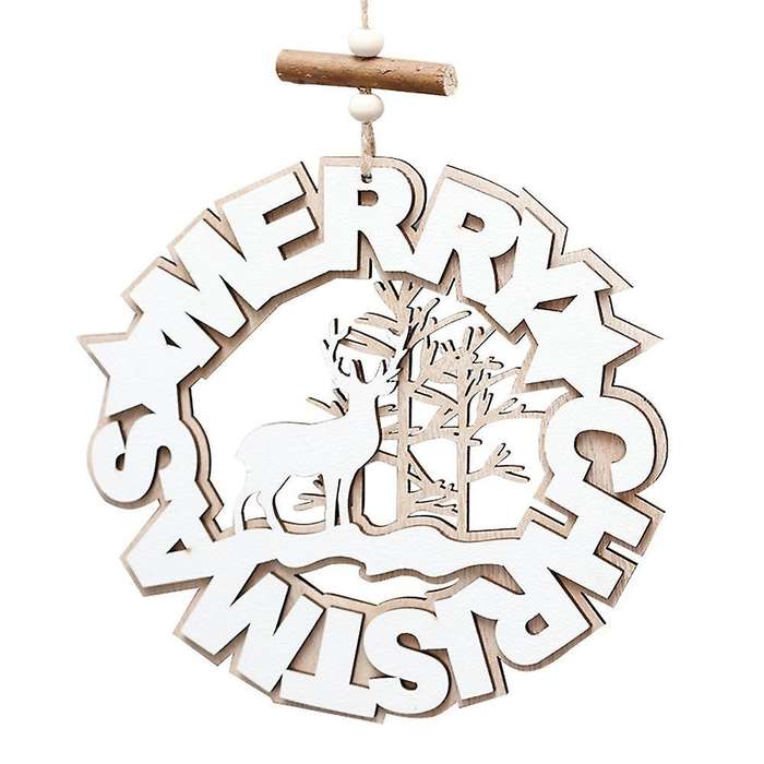 Wooden Elk Hollow Pattern Ornaments Christmas Tree Home Decoration