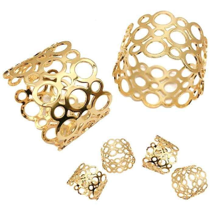 6-piece Metal Napkin Holder, Party Hollow Round Design Napkin Ring