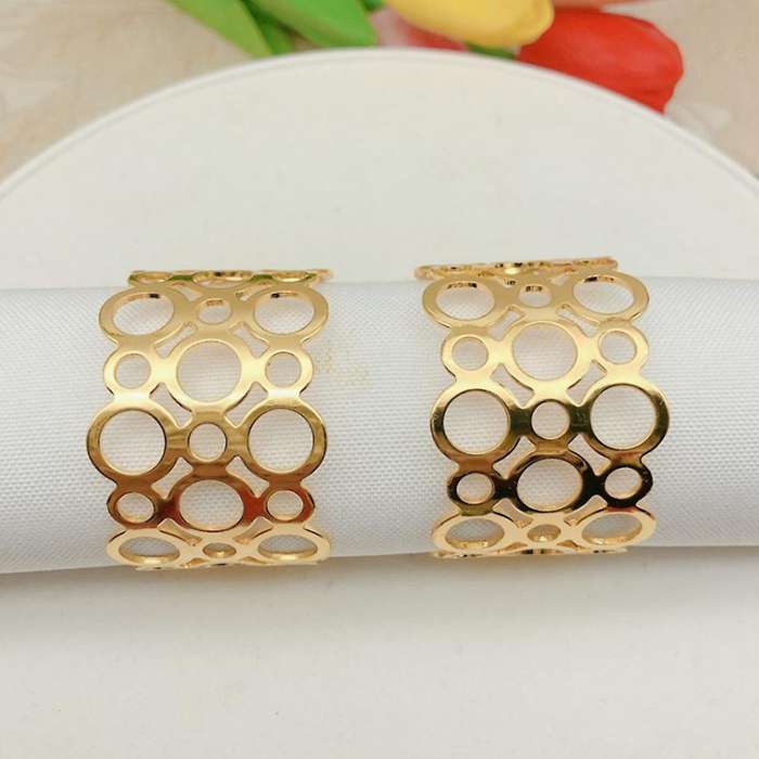 6-piece Metal Napkin Holder, Party Hollow Round Design Napkin Ring