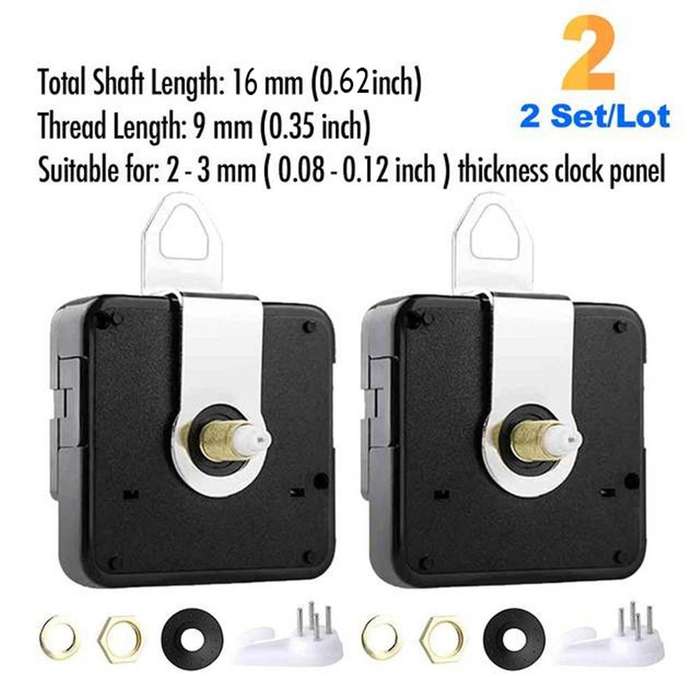 2pcs Silent Diy Quartz Wall Clock for Repair Parts Home Decor 16mm