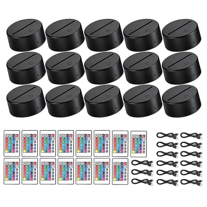 15 Sets 3d Night Led Light Remote Control Usb Light Base for Acrylic