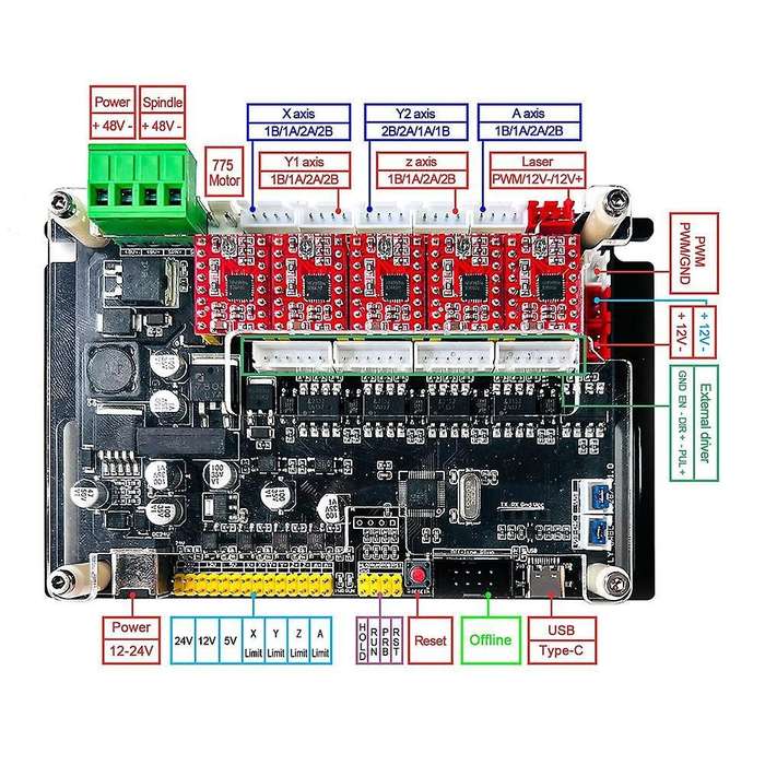 Cnc 4axis Controller Mcu32 Bit 32grbl Stepper Motor Driver Xyza Axis