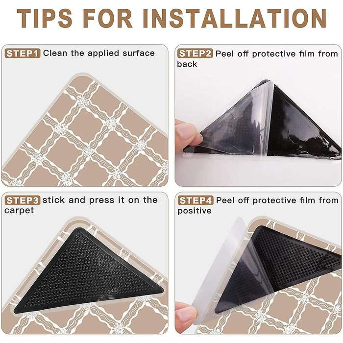 8pc Rug Gripper with 8pcs Auxiliary Stickers Double Sided