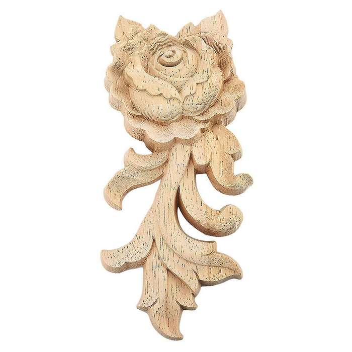 1pc 15*6.5cm Wood Carved Corner Onlay Applique Door Cabinet Rose