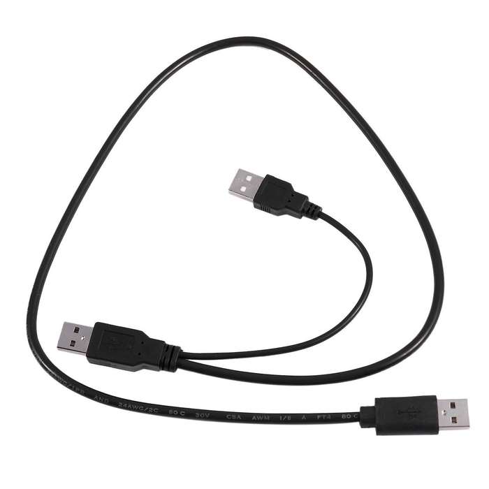 Usb 2.0 Type A Male to Dual Usb A Male Y Splitter Cable Cord Black