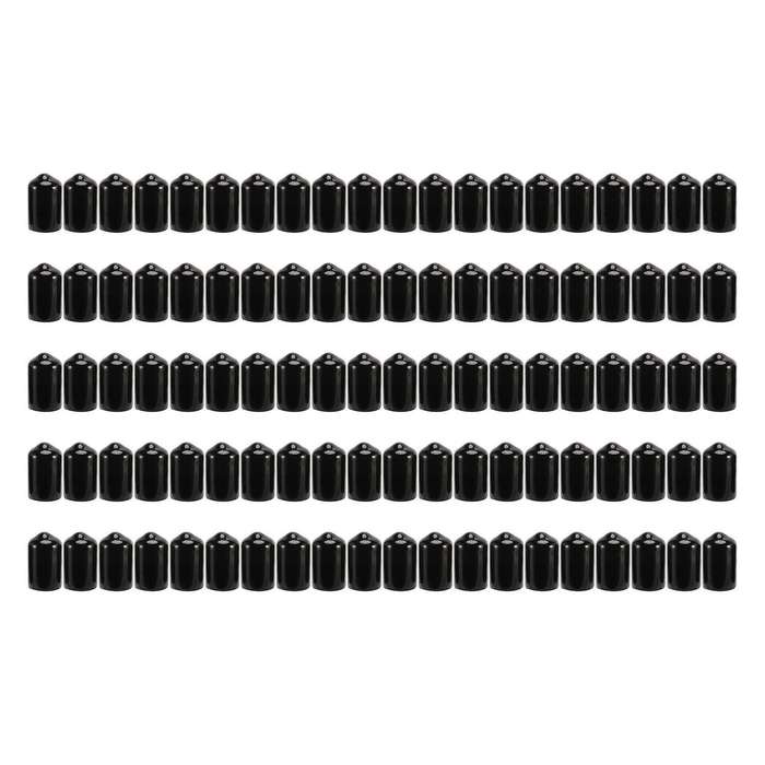 100pcs Rubber End Caps 9.5mm Id Pvc Round Tube Bolt Cap Cover Black