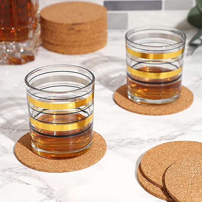 6pcs Cork Coasters Mats Sheets Diy Desktop Decor Kitchen Non Slip Pad