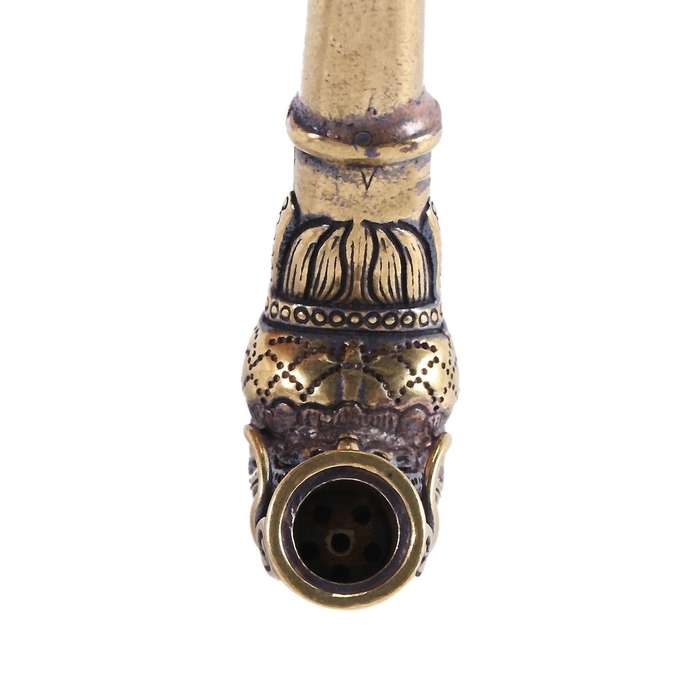 Antique Brass Smoking Pipe Bent Tobacco Tube Handmade Home Decoration