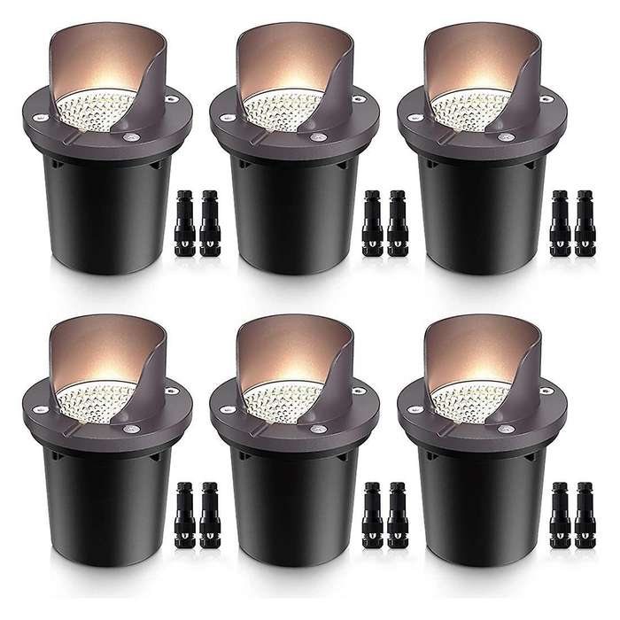 6pcs Low Voltage Landscape Lights Waterproof Outdoor In-ground Lights