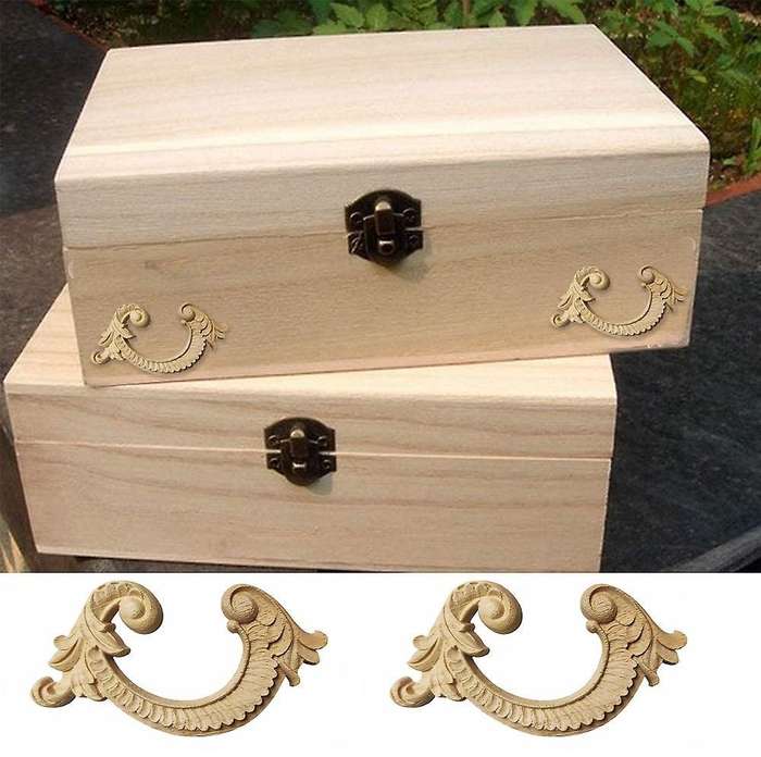 Mirror Frame Antique Wood Carving Floral Appliques Wall Door Decor