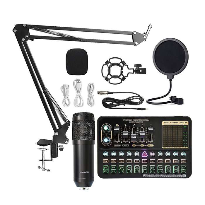 Condenser Microphone Bm800 V10 Pro Sound Card for Pc (black)